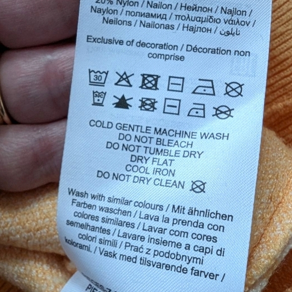 Pieces Mila Long-Sleeve Highneck Knit Sweater Flax Orange White Women's Medium - Picture 10 of 12